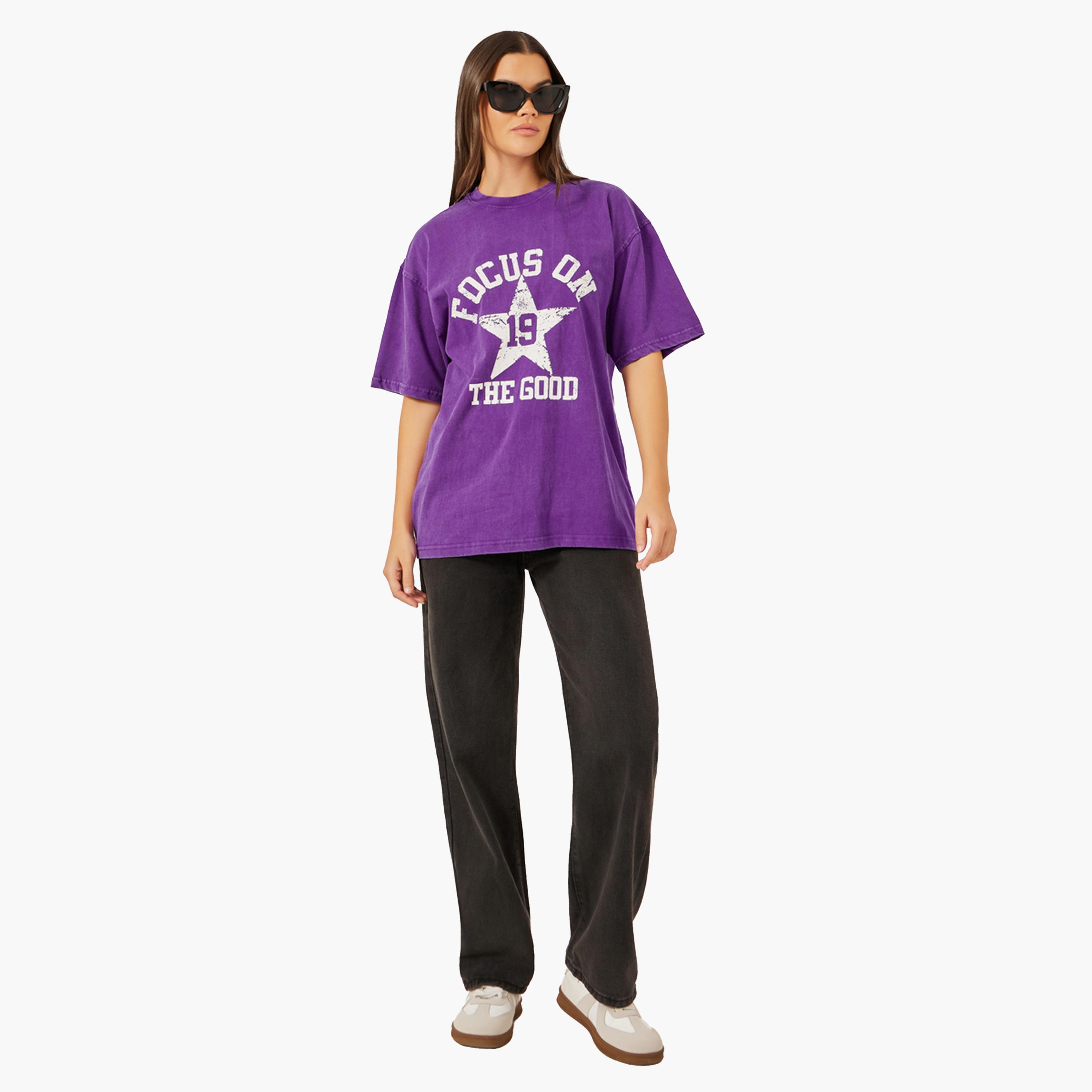 Styli Slogan Printed Acid Washed Oversized T-Shirtâ€‹-women-clothing-tshirts-image-2