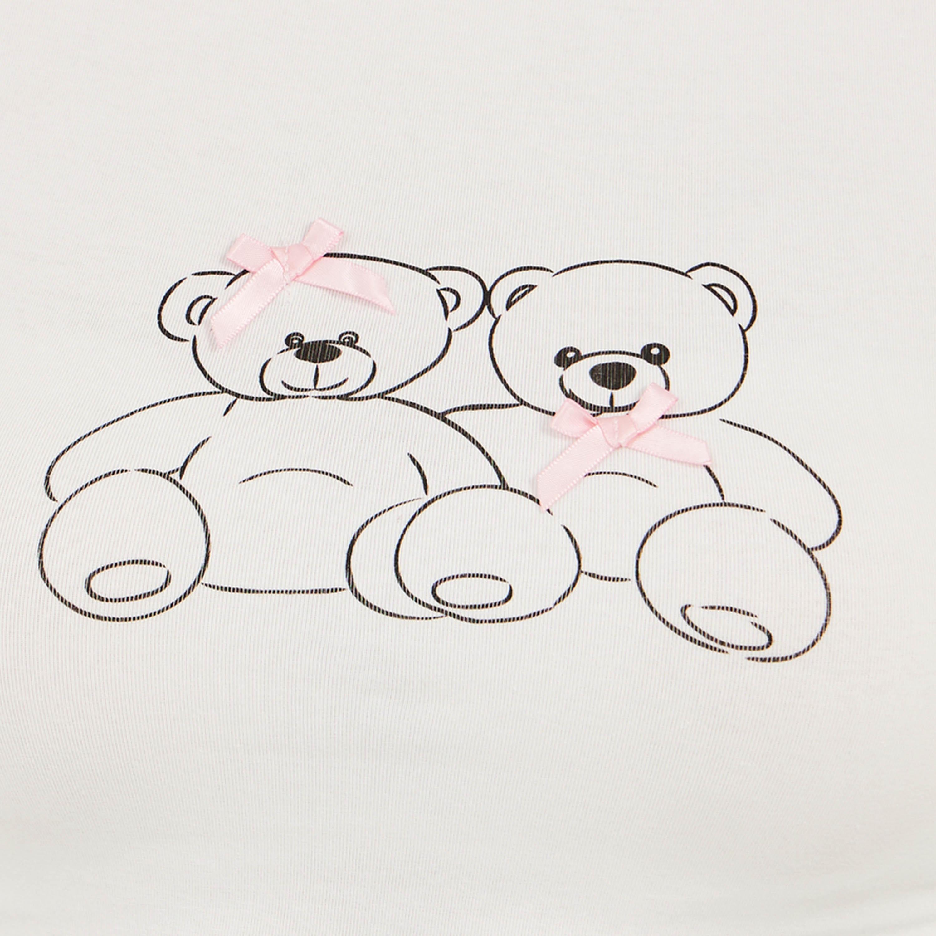 Styli Bear Graphic Printed Short Sleeve Fitted T-Shirt with Ribbon Detail-women-clothing-tshirts-image-3