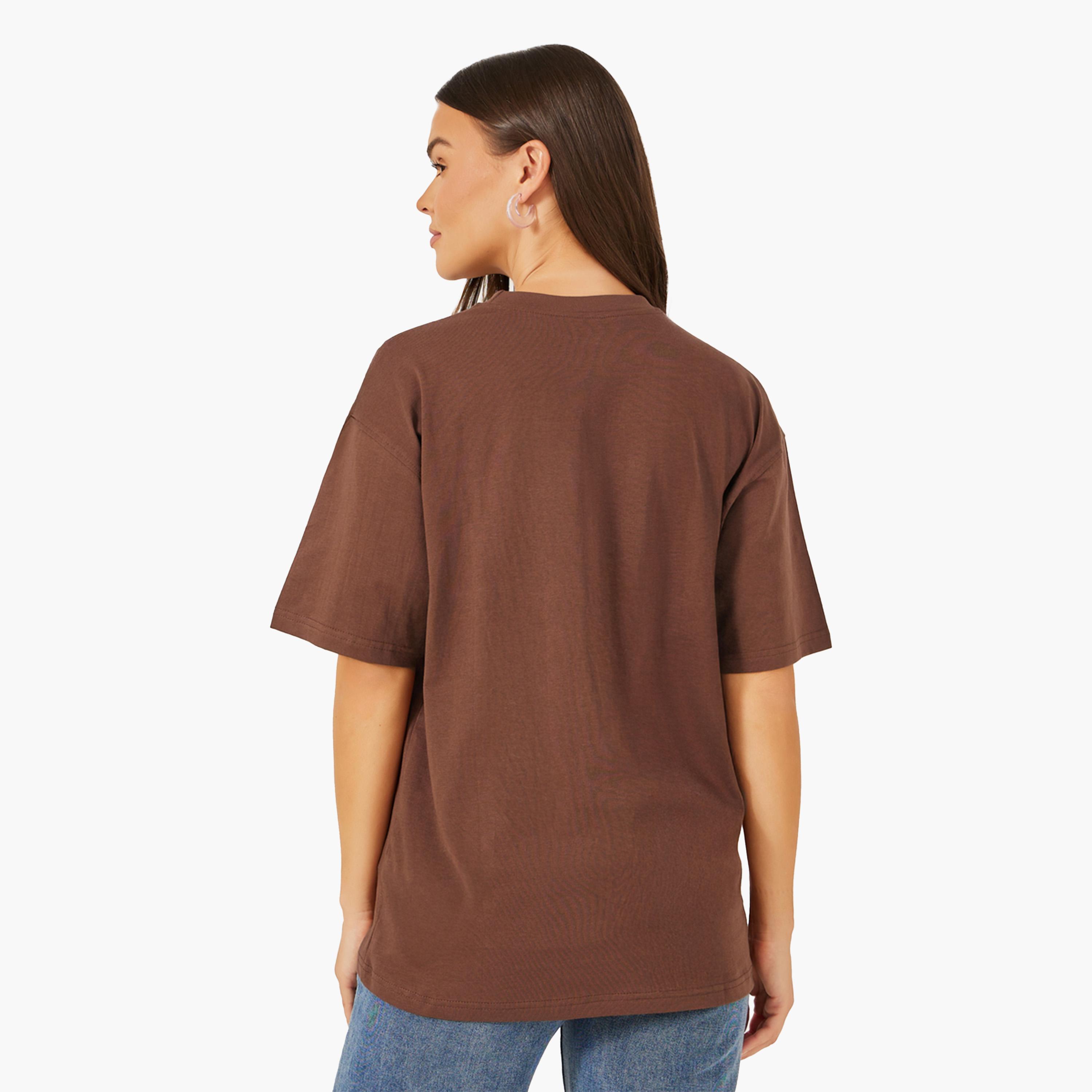 Styli Women Brown Bear Graphic Print Short Sleeve Oversized T-Shirtâ€‹-women-clothing-tshirts-image-4