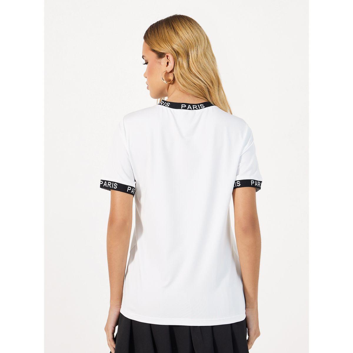Styli Slogan Print Round Neck Regular Fit T-shirt-women-clothing-tshirts-image-4