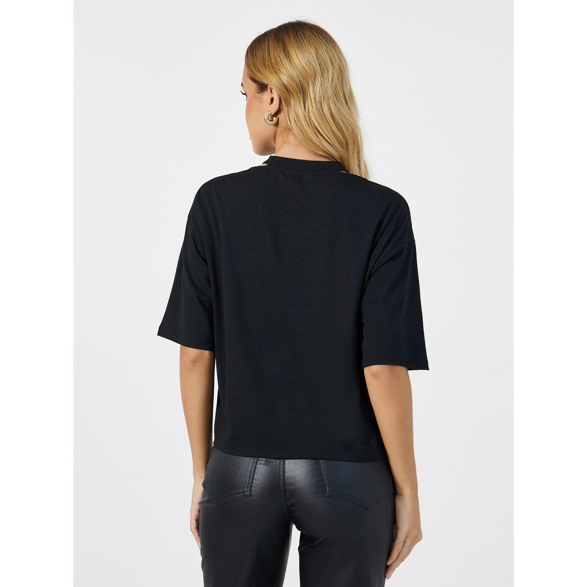 Styli Embroidered Short Sleeve Oversized V Neck  T-shirt-women-clothing-tshirts-image-4