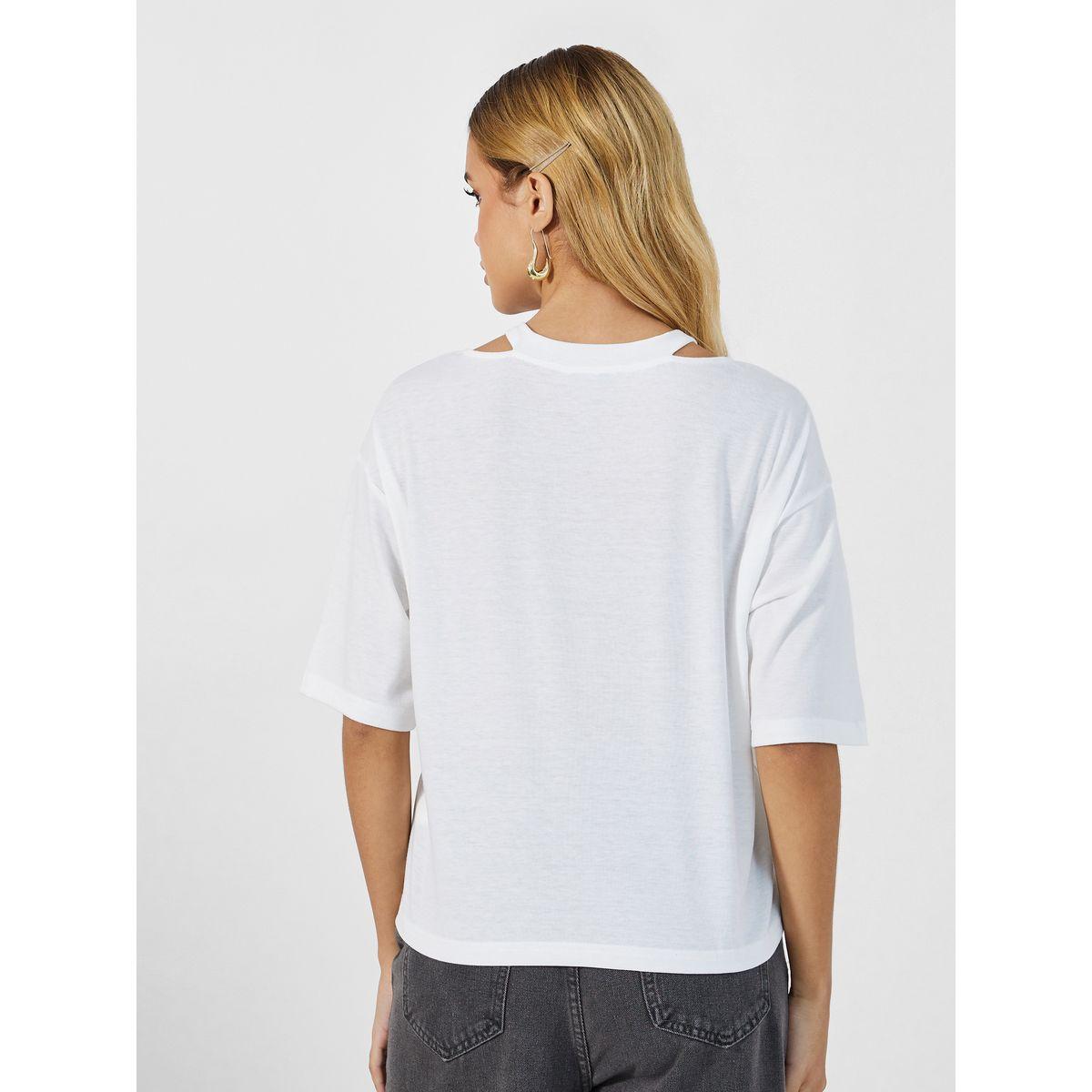 تيشيرت فضفاض بتفاصيل مُطرّزة وأكمام قصيرة-women-clothing-tshirts-image-4