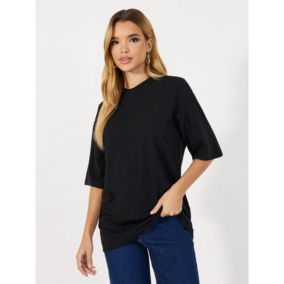 Styli Solid Round Neck Oversized T-Shirt-women-clothing-tshirts-image-3