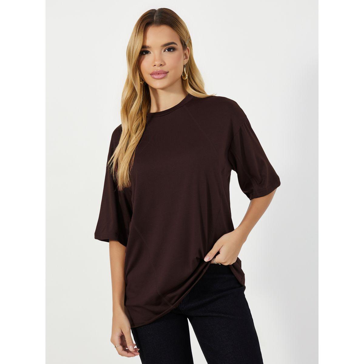Styli Solid Round Neck Oversized T-Shirt-women-clothing-tshirts-image-1