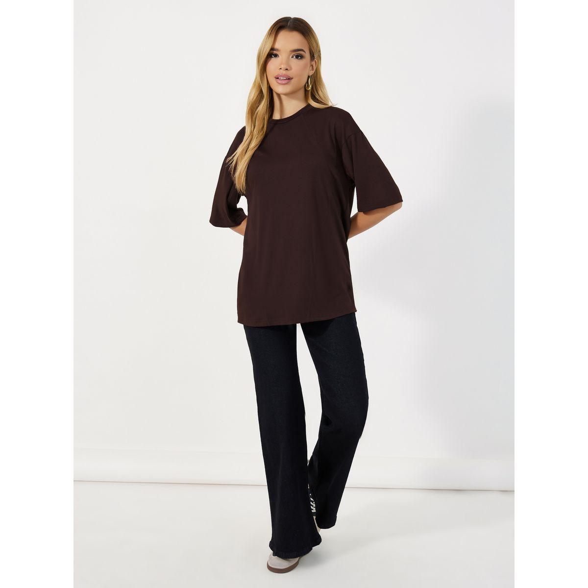 Styli Solid Round Neck Oversized T-Shirt-women-clothing-tshirts-image-2