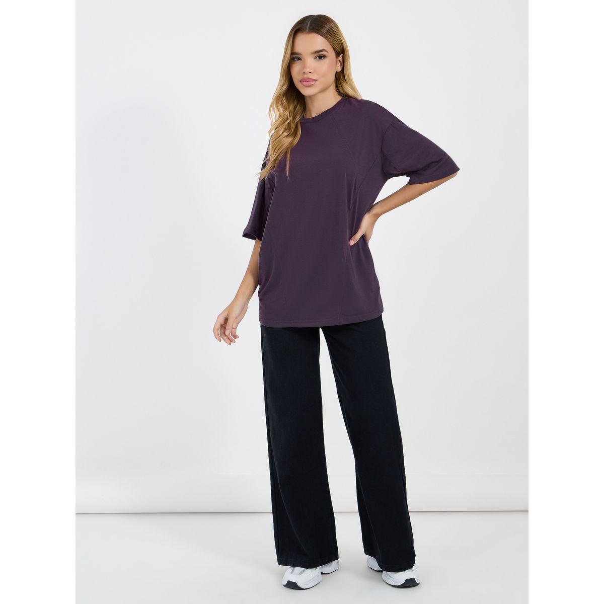 Styli Solid Round Neck Oversized T-Shirt-women-clothing-tshirts-image-2