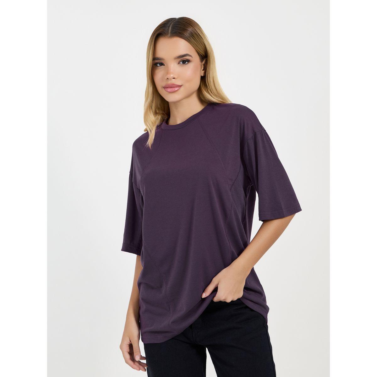 Styli Solid Round Neck Oversized T-Shirt-women-clothing-tshirts-image-3