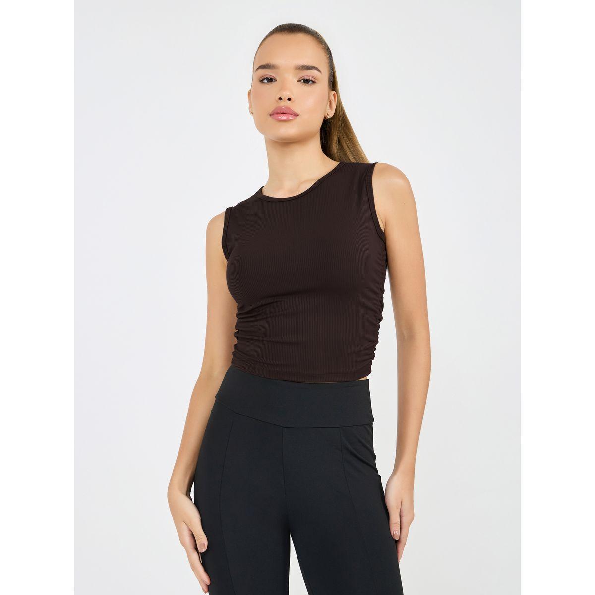 Styli Active Ruched Detail Padded Tank-women-clothing-sportswearandactivewear-tshirtsandvests-image-1