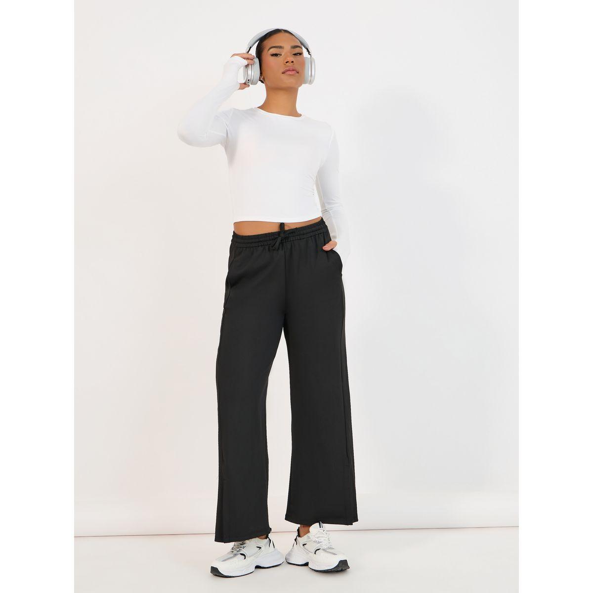 بنطال بأرجل مستقيمة وخصر مطاطي مع رباط-women-clothing-sportswearandactivewear-bottoms-image-1
