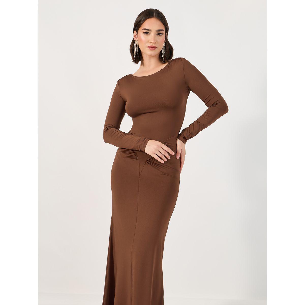 Styli Gathered Detail Bodycon Knit Maxi Dress-women-clothing-dresses-image-2