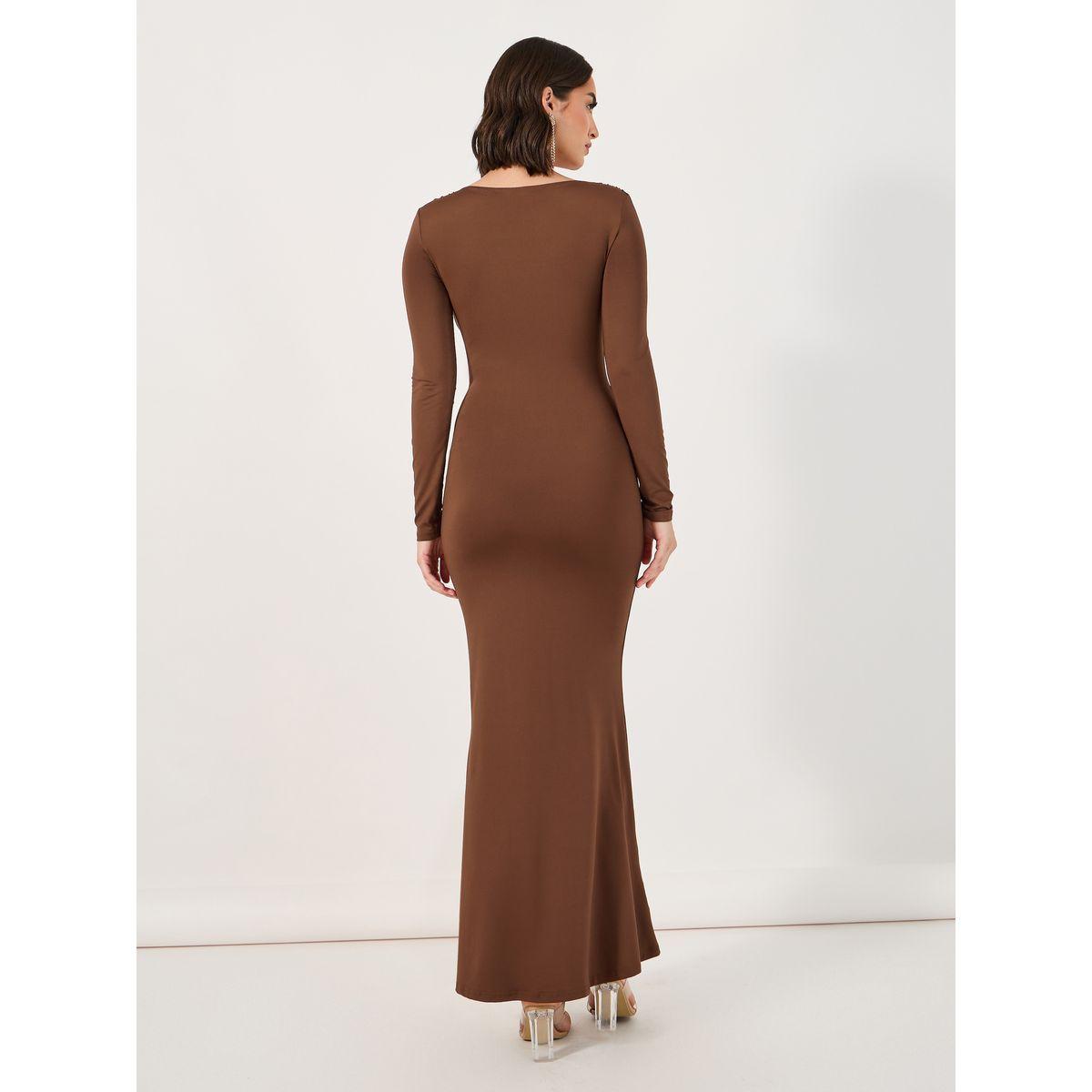 Styli Gathered Detail Bodycon Knit Maxi Dress-women-clothing-dresses-image-6
