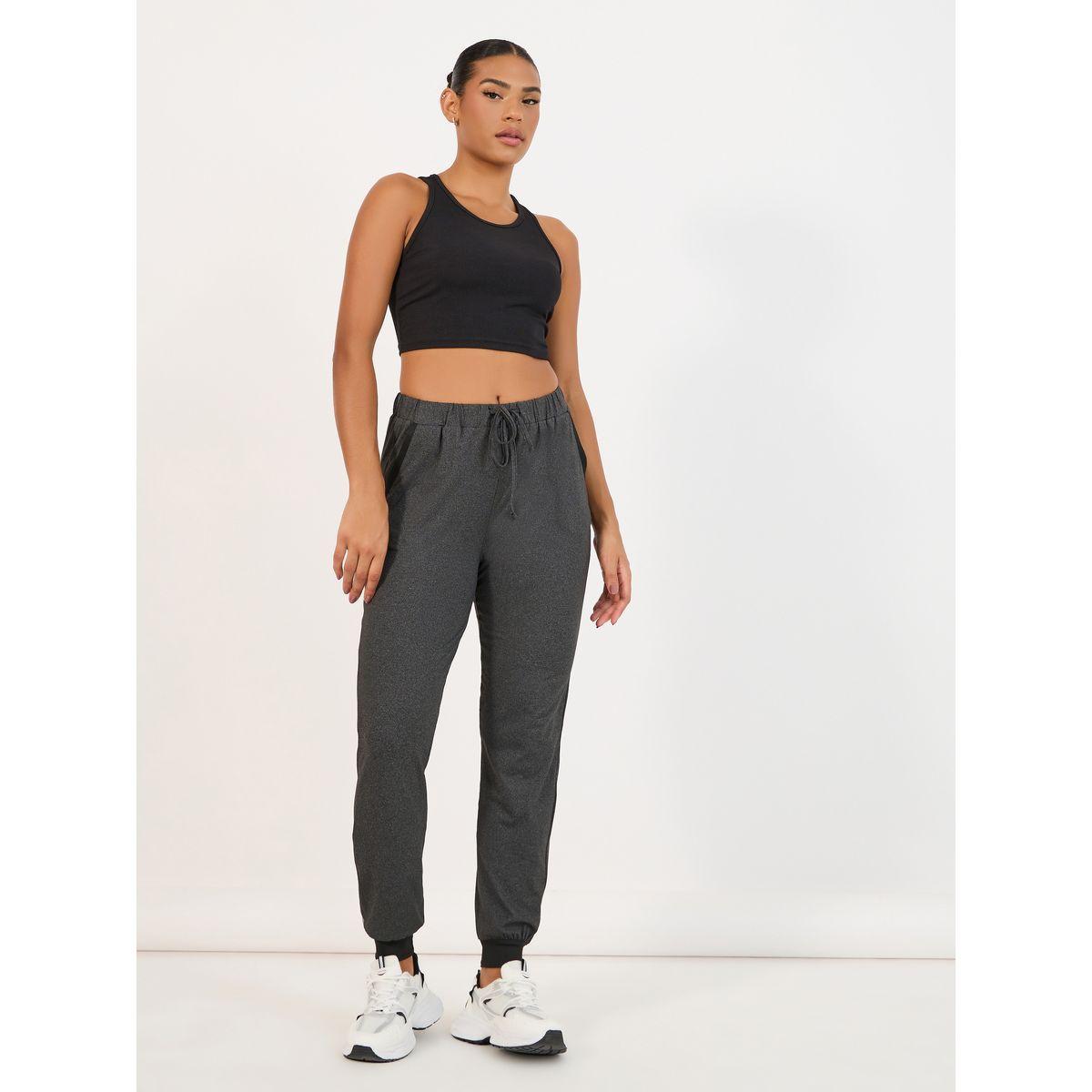 Styli Melange Contrast Pocket Trim & Cuff Joggers-women-clothing-sportswearandactivewear-bottoms-image-1