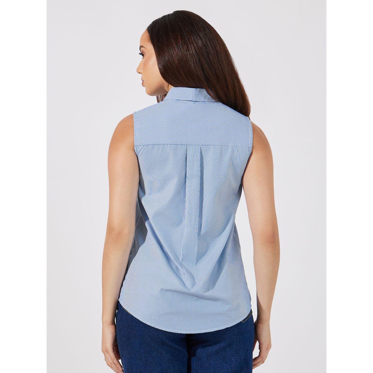 Styli Striped Sleeveless Buttoned Down Shirt-women-clothing-shirtsandblouses-shirts-image-4