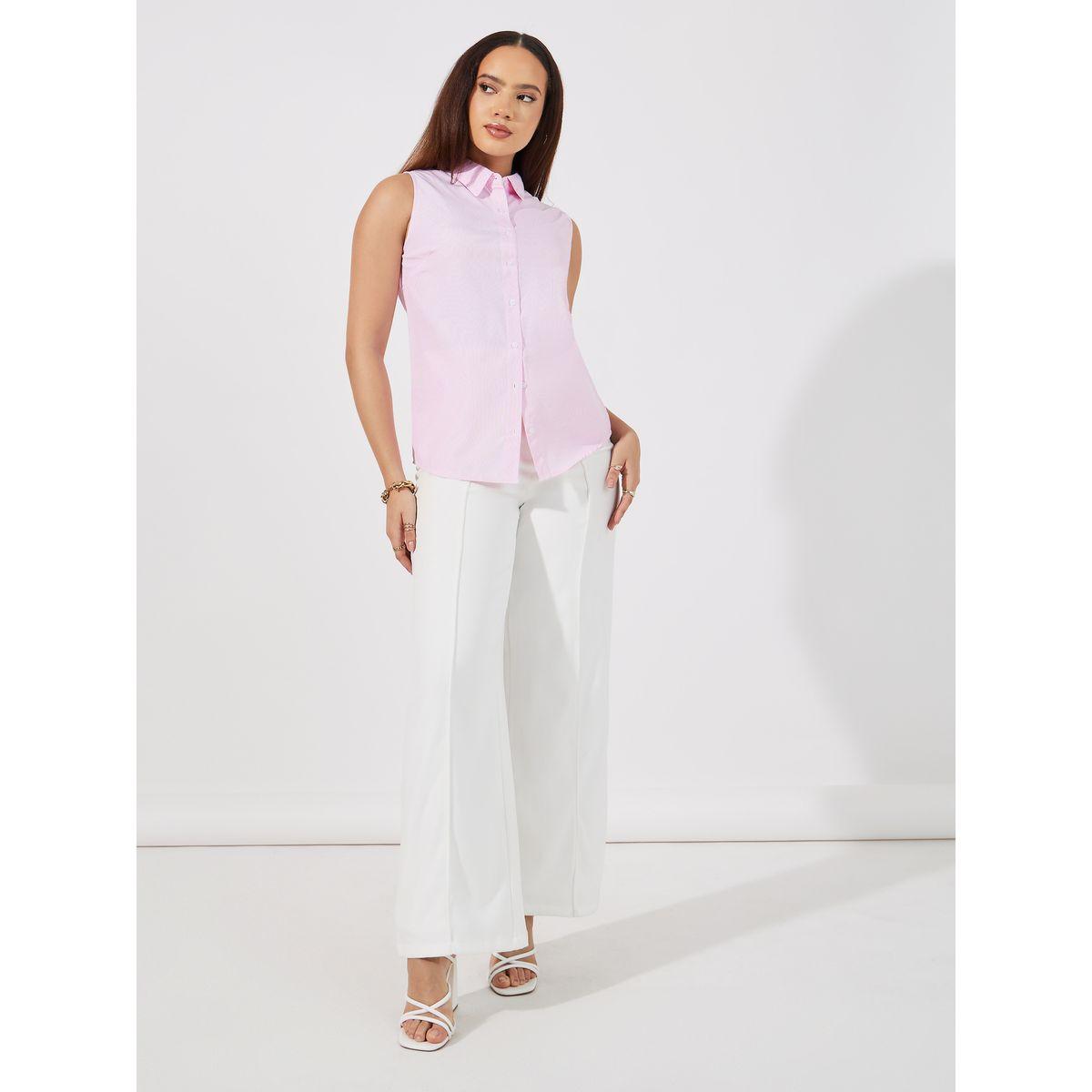 بلوزة مخططة بلا أكمام مع أزرار-women-clothing-shirtsandblouses-shirts-image-2
