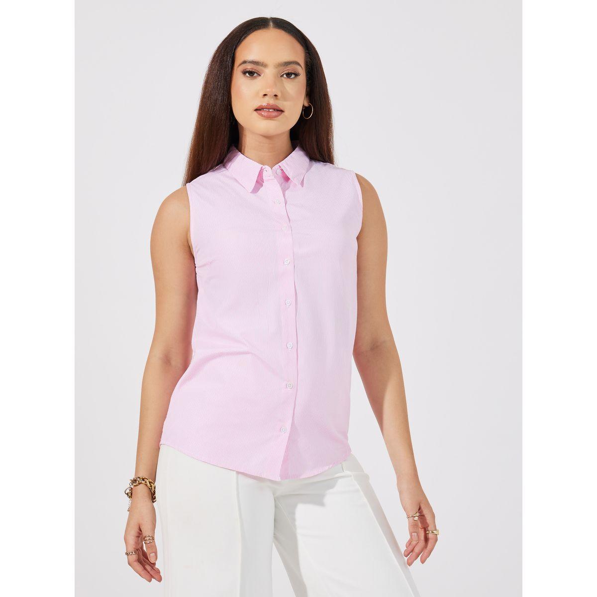 بلوزة مخططة بلا أكمام مع أزرار-women-clothing-shirtsandblouses-shirts-image-3