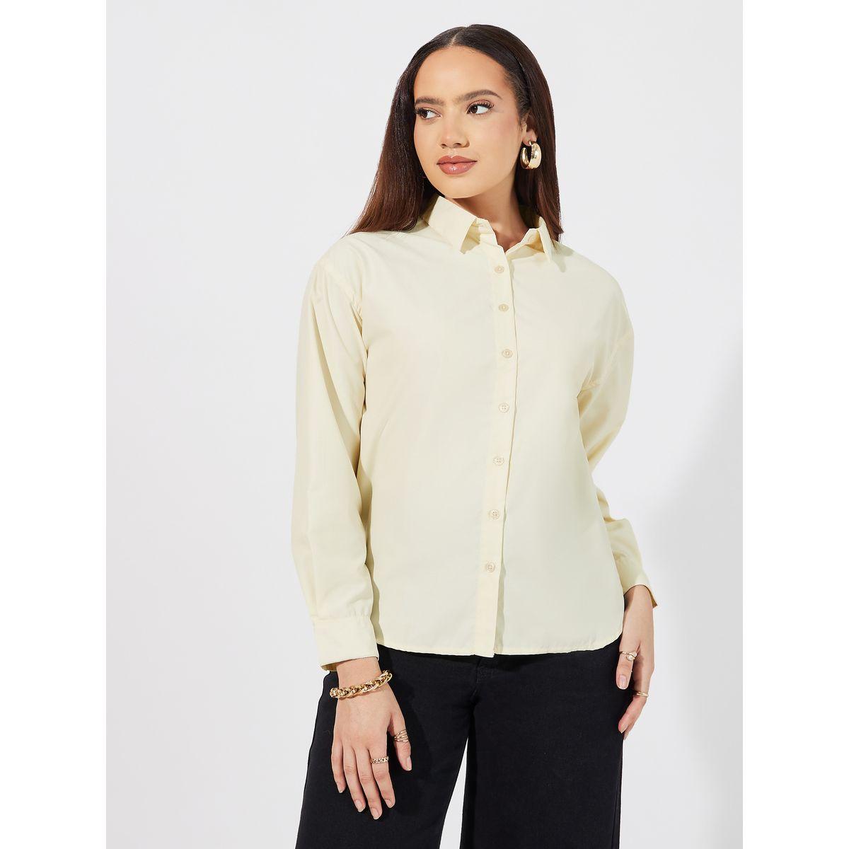 Styli Solid Regular Fit Collared Shirt-women-clothing-shirtsandblouses-shirts-image-1