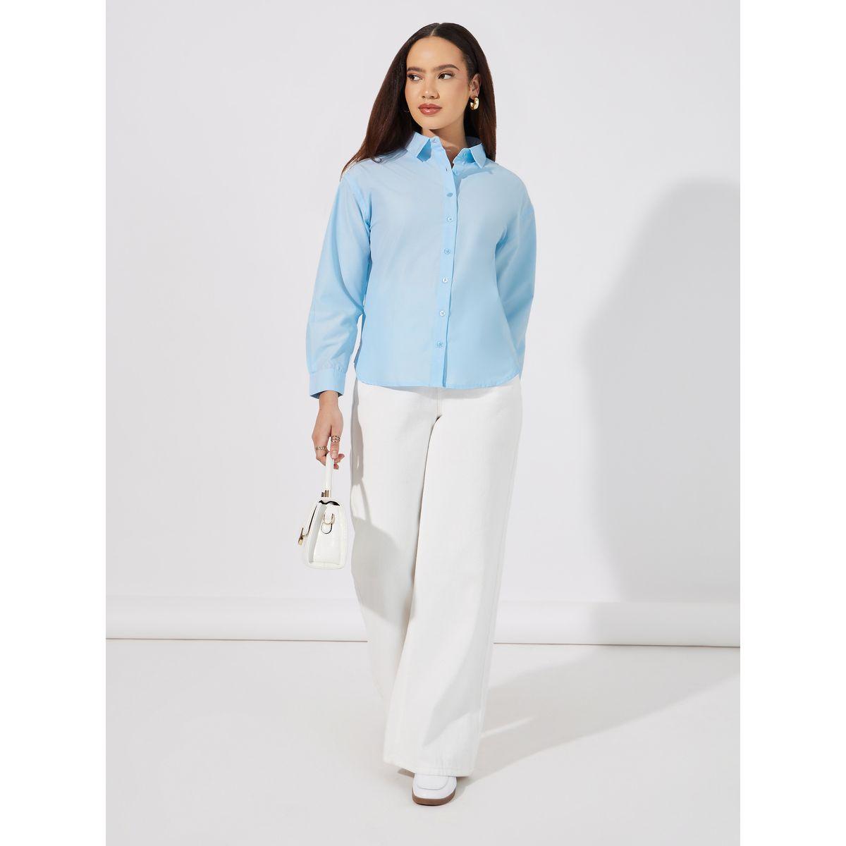 Styli Solid Regular Fit Collared Shirt-women-clothing-shirtsandblouses-shirts-image-2