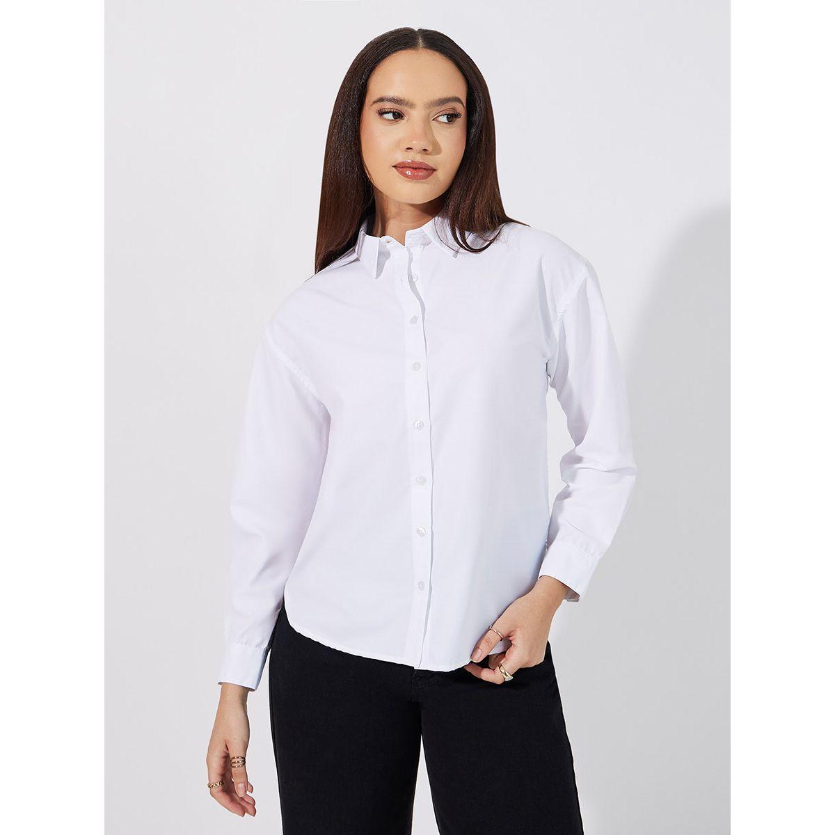 Styli Solid Regular Fit Collared Shirt-women-clothing-shirtsandblouses-shirts-image-1