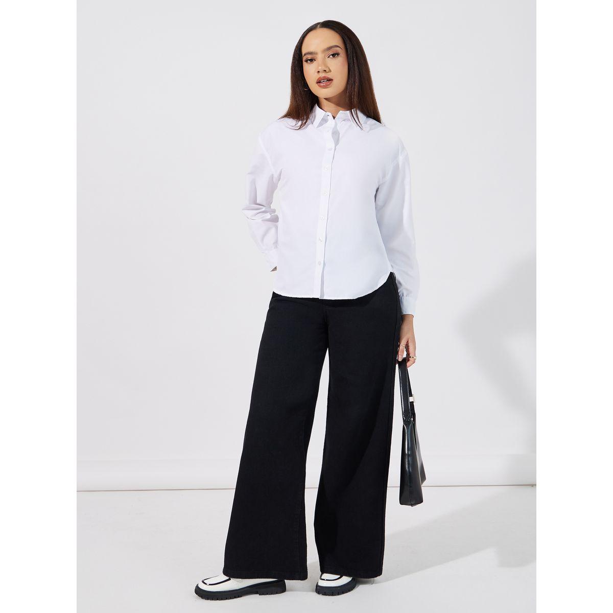 Styli Solid Regular Fit Collared Shirt-women-clothing-shirtsandblouses-shirts-image-2