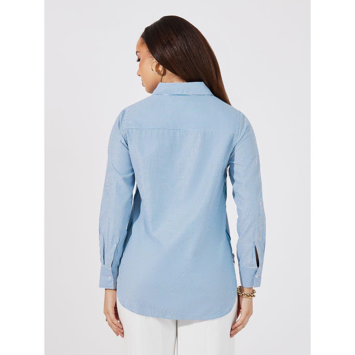 Styli Striped Regular Fit Shirt with Side Tape Detail-women-clothing-shirtsandblouses-shirts-image-4