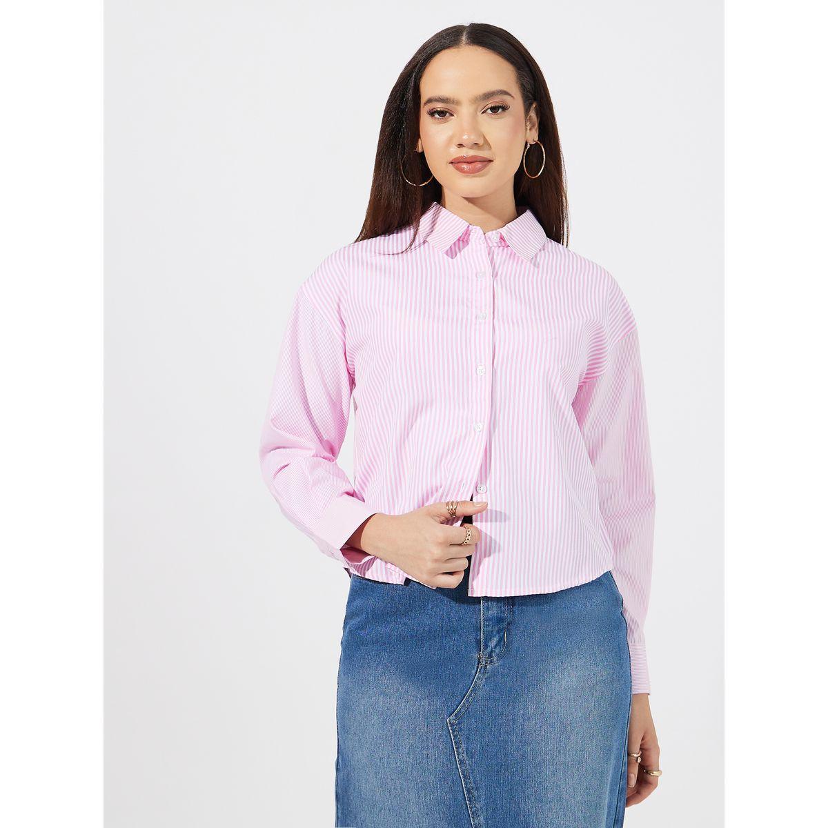 Styli Striped Regular Fit Collared Shirt-women-clothing-shirtsandblouses-shirts-image-1