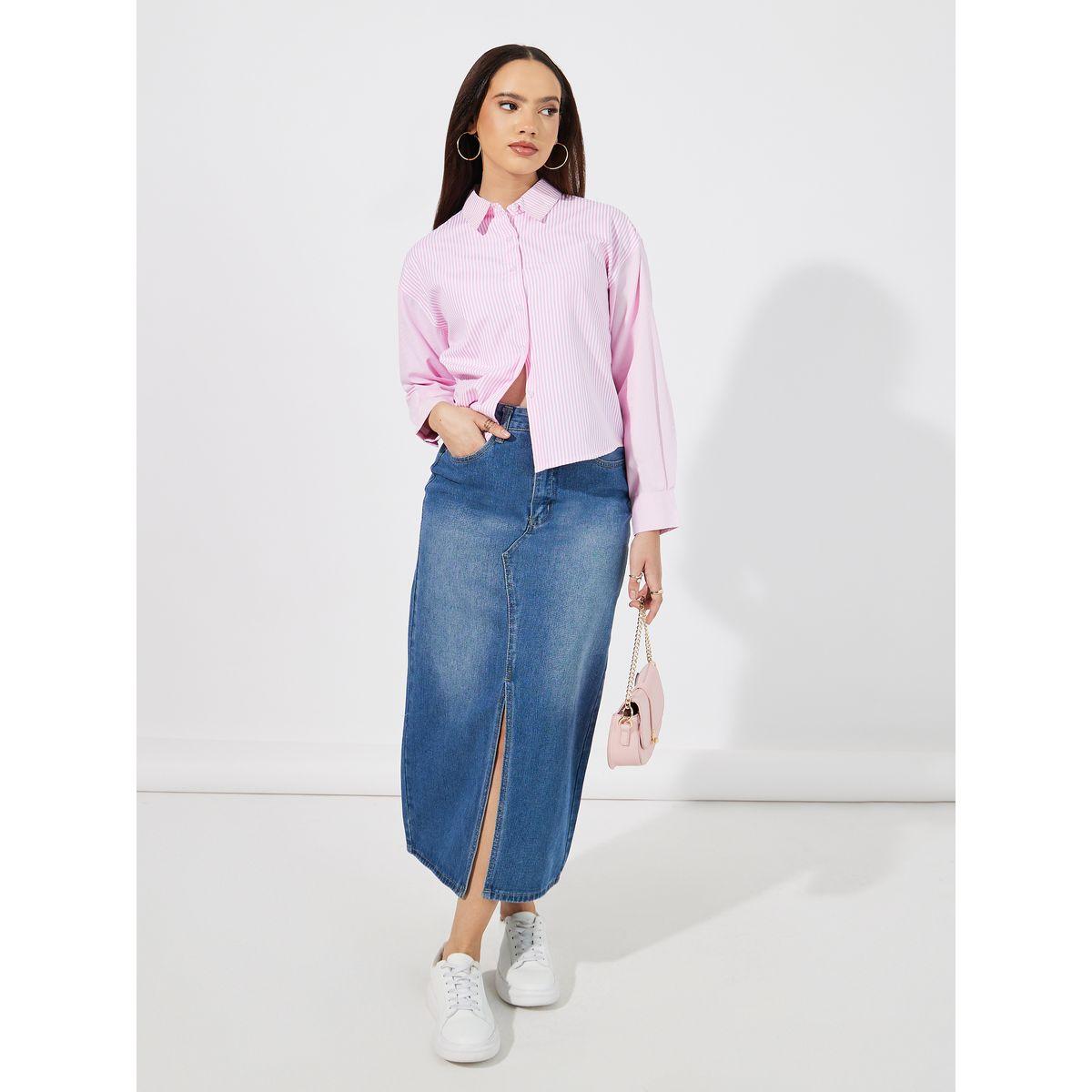 Styli Striped Regular Fit Collared Shirt-women-clothing-shirtsandblouses-shirts-image-2