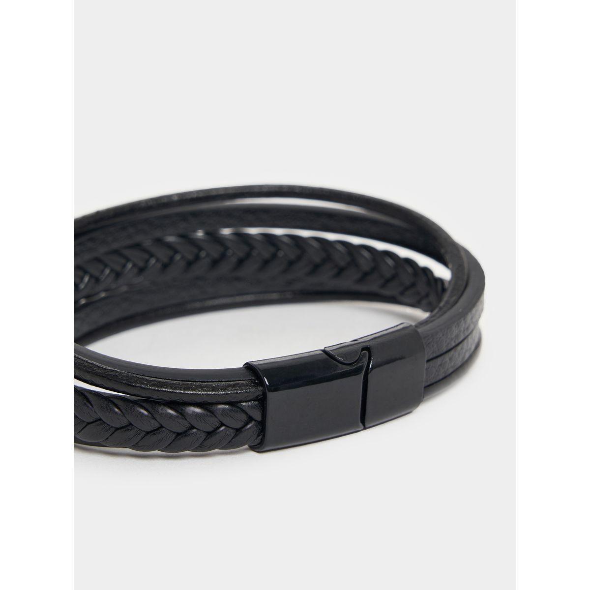 Styli Leather Look Layered Bracelet with Clasp-men-watchesandjewellery-bracelets-image-2