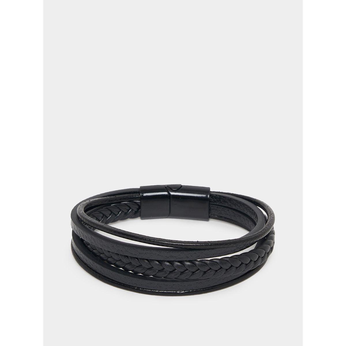 Styli Leather Look Layered Bracelet with Clasp-men-watchesandjewellery-bracelets-image-3