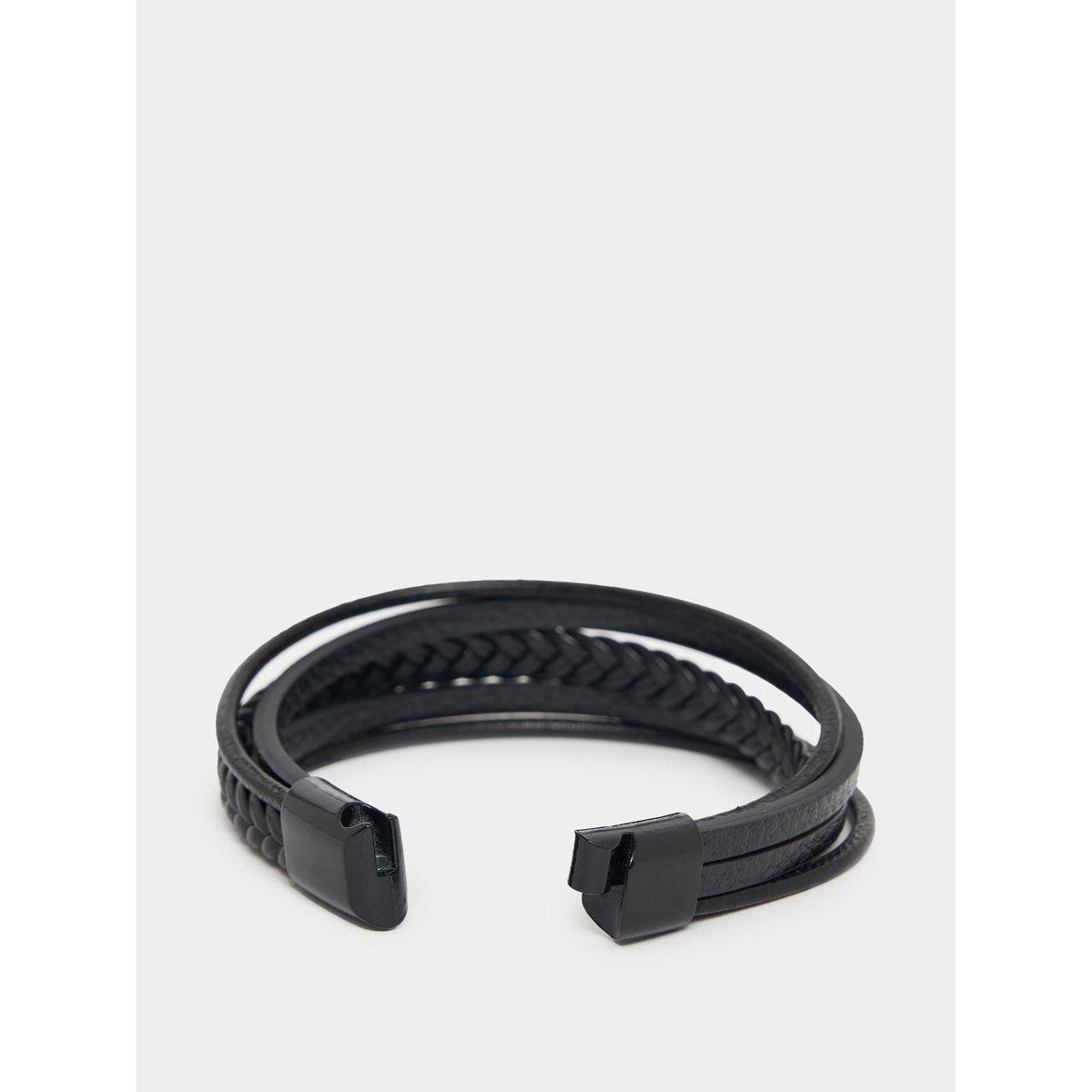 Styli Leather Look Layered Bracelet with Clasp-men-watchesandjewellery-bracelets-image-4