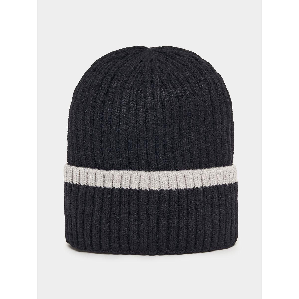 Styli Contrast Detail Knit Beanie-men-caps-image-1
