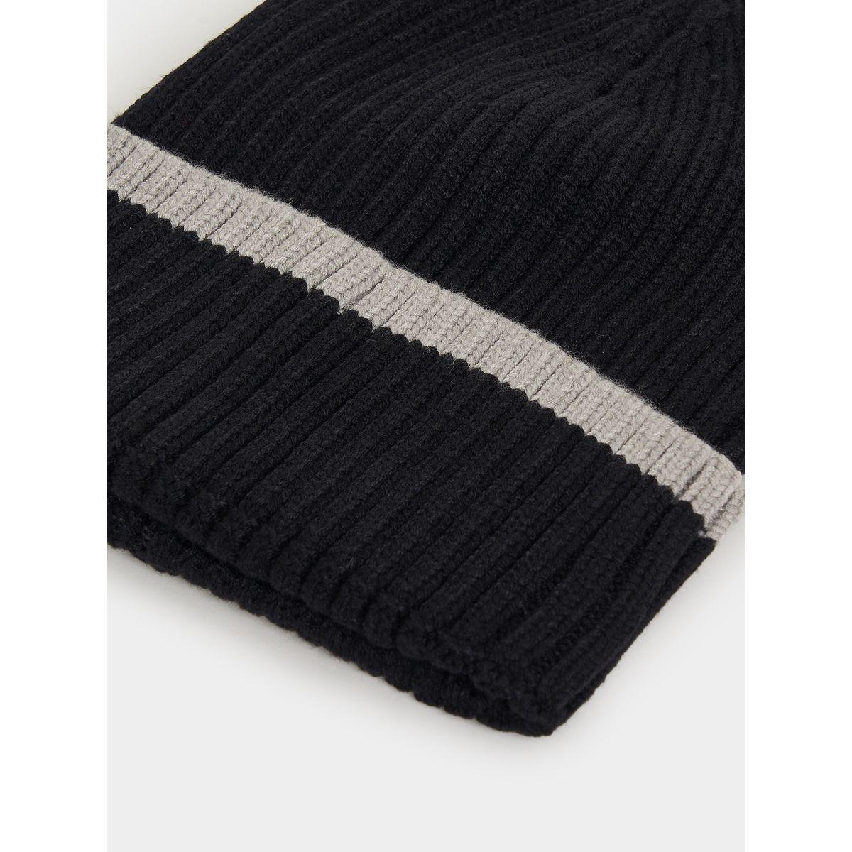 Styli Contrast Detail Knit Beanie-men-caps-image-4