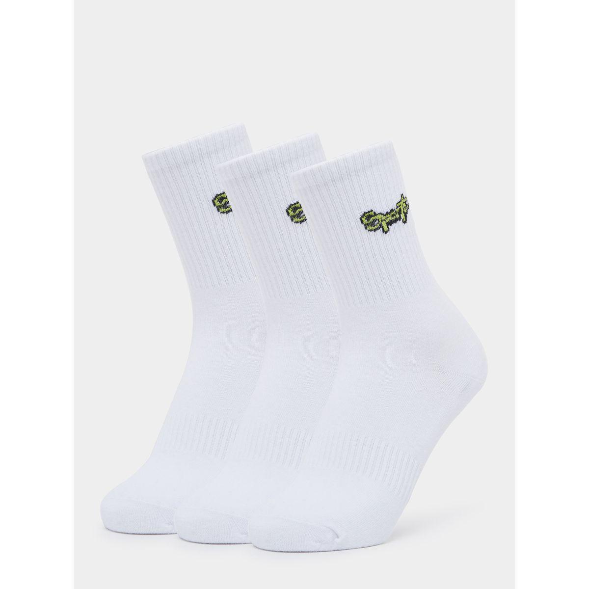 Styli Set of 3 - Contrast Print Detail Ribbed Crew Socks-men-socks-image-1