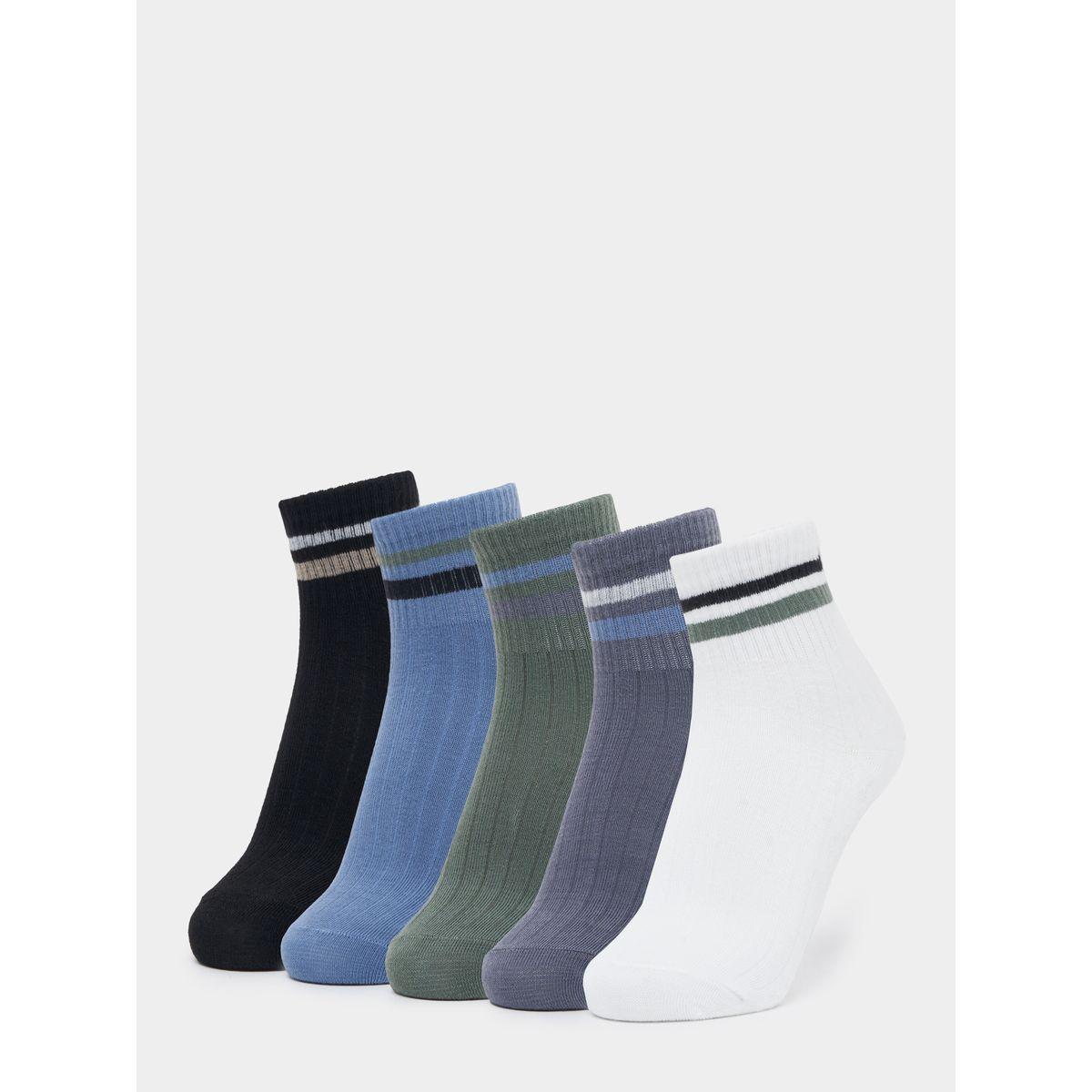 Styli Set of 5 - Striped Cuff Quarter Socks-men-socks-image-1