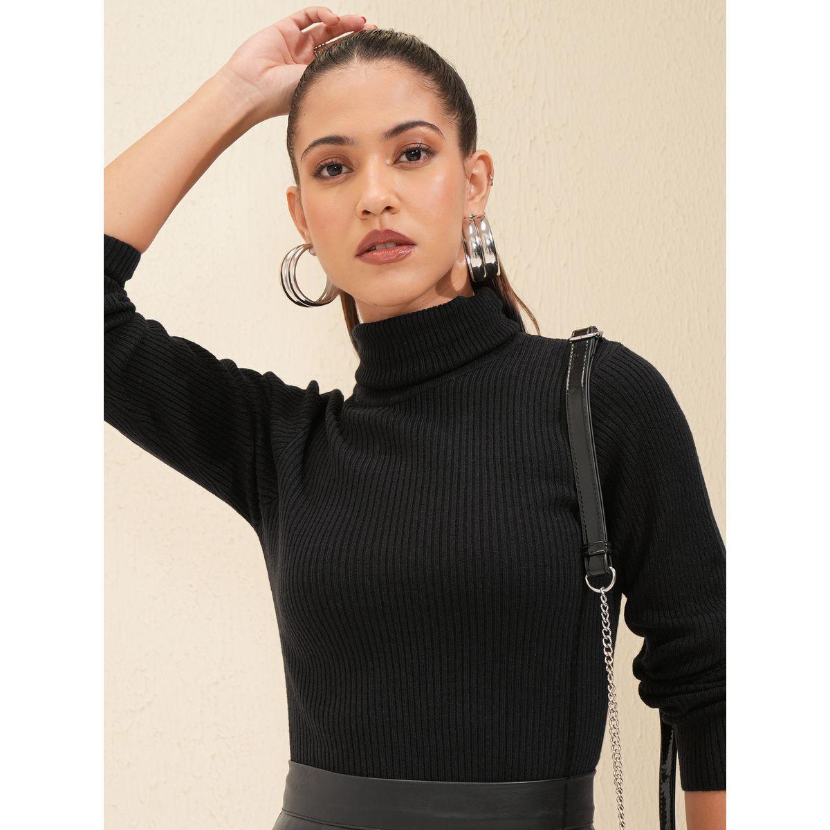 Tokyo Talkies X Styli  Turtle Neck Long Sleeves Knitted Sweater-women-winterwear-cardigansandjumpers-jumpers-image-1