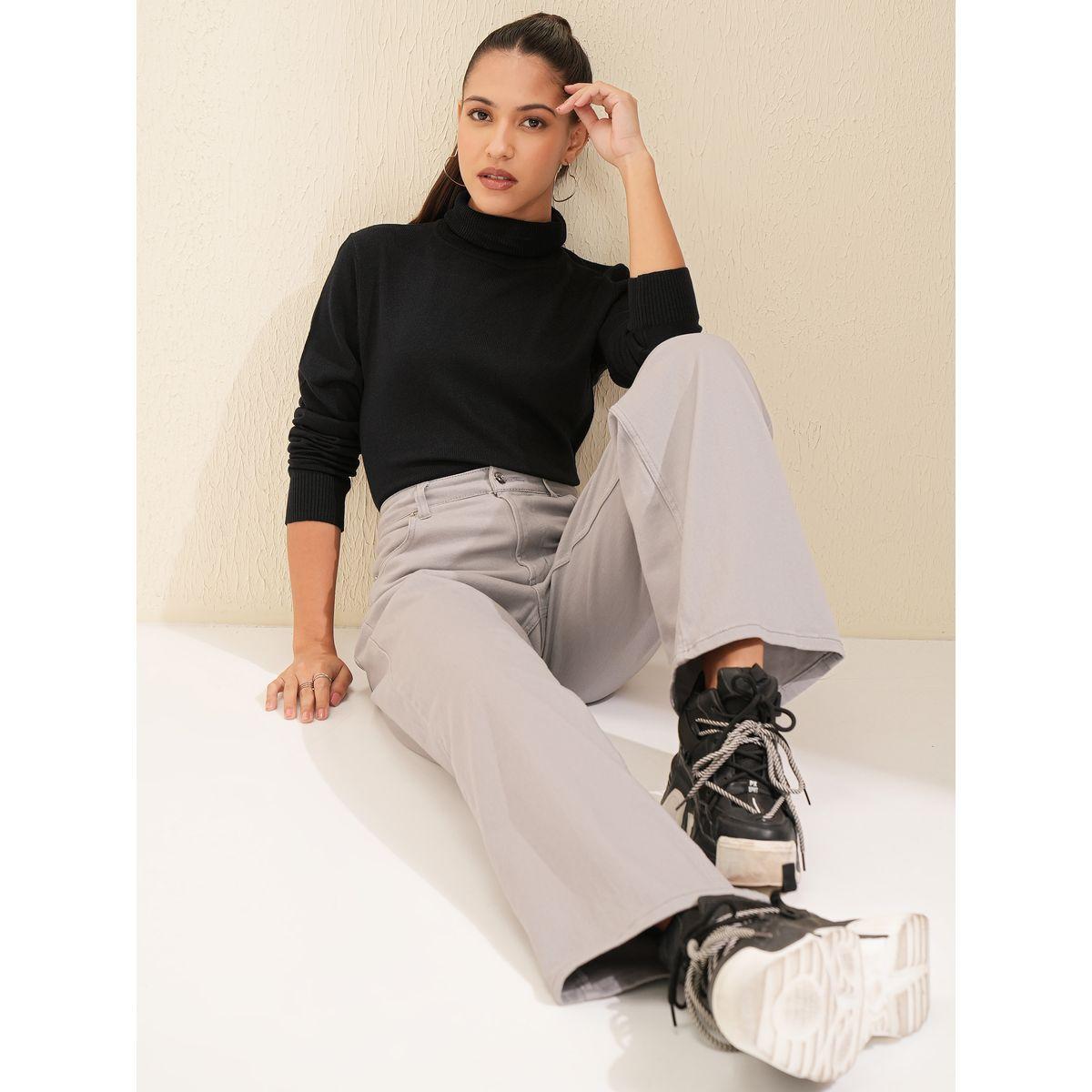 سويتر محبوك بياقة عالية وأكمام طويلة طوكيو توكيز × ستايلي-women-winterwear-cardigansandjumpers-jumpers-image-2