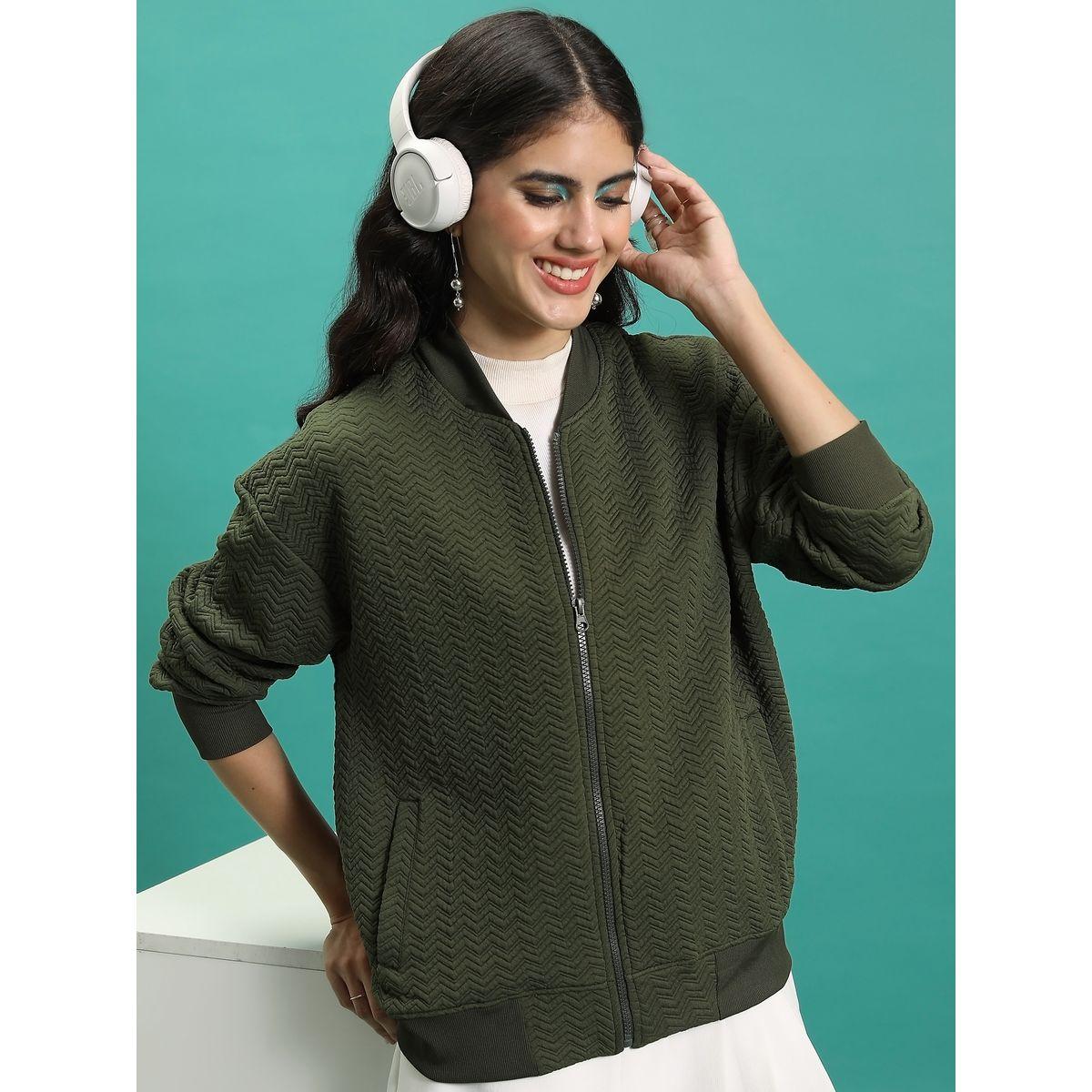 Tokyo Talkies Zipper Front Textured Bomber Jacket-women-winterwear-coatsandjackets-jackets-image-1