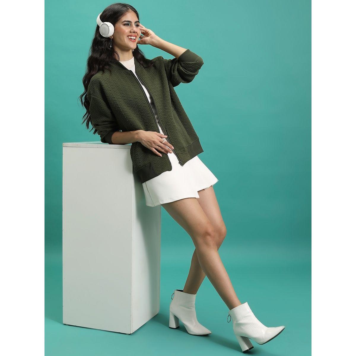 Tokyo Talkies Zipper Front Textured Bomber Jacket-women-winterwear-coatsandjackets-jackets-image-2
