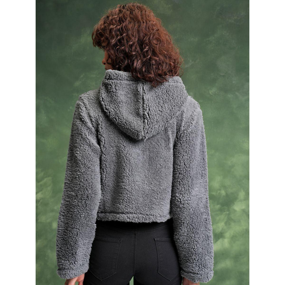 Tokyo Talkies X Styli  Zipper Front Textured Hooded Sweatshirt-women-clothing-hoodiesandsweatshirts-sweatshirts-image-3