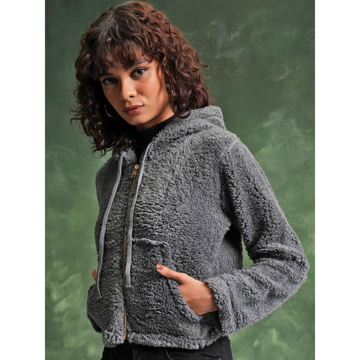 Tokyo Talkies X Styli  Zipper Front Textured Hooded Sweatshirt-women-clothing-hoodiesandsweatshirts-sweatshirts-image-4
