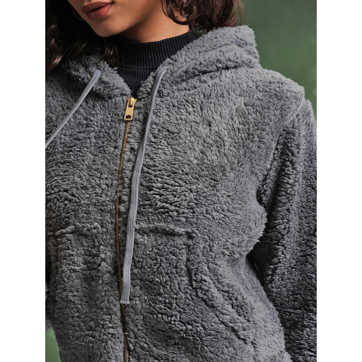 Tokyo Talkies X Styli  Zipper Front Textured Hooded Sweatshirt-women-clothing-hoodiesandsweatshirts-sweatshirts-image-5