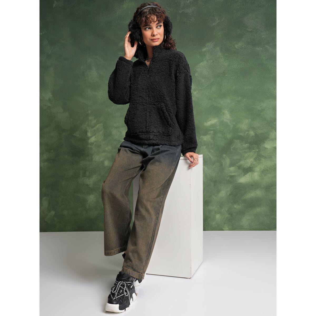 Tokyo Talkies X Styli  Textured Drop Shoulder Oversized Sweatshirt-women-winterwear-hoodiesandsweatshirts-sweatshirts-image-2