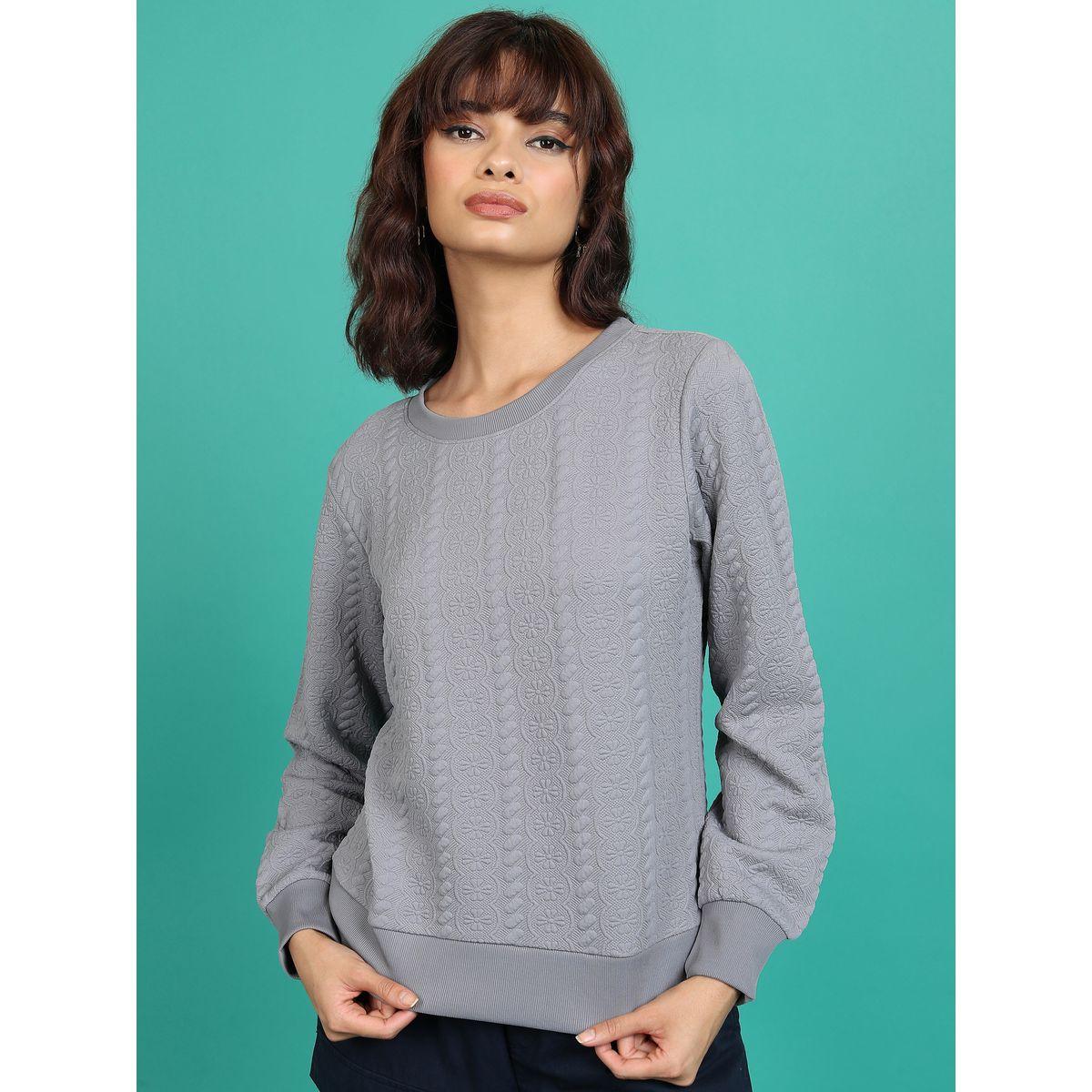 Tokyo Talkies X Styli  Textured Round Neck Sweatshirt-women-winterwear-hoodiesandsweatshirts-sweatshirts-image-1