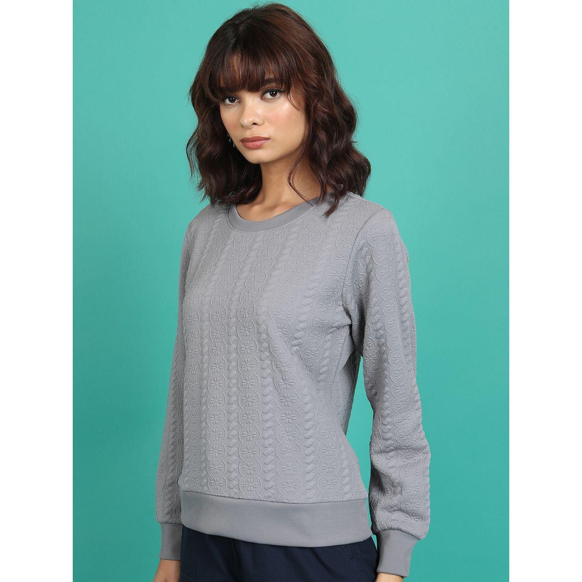 Tokyo Talkies X Styli  Textured Round Neck Sweatshirt-women-winterwear-hoodiesandsweatshirts-sweatshirts-image-4