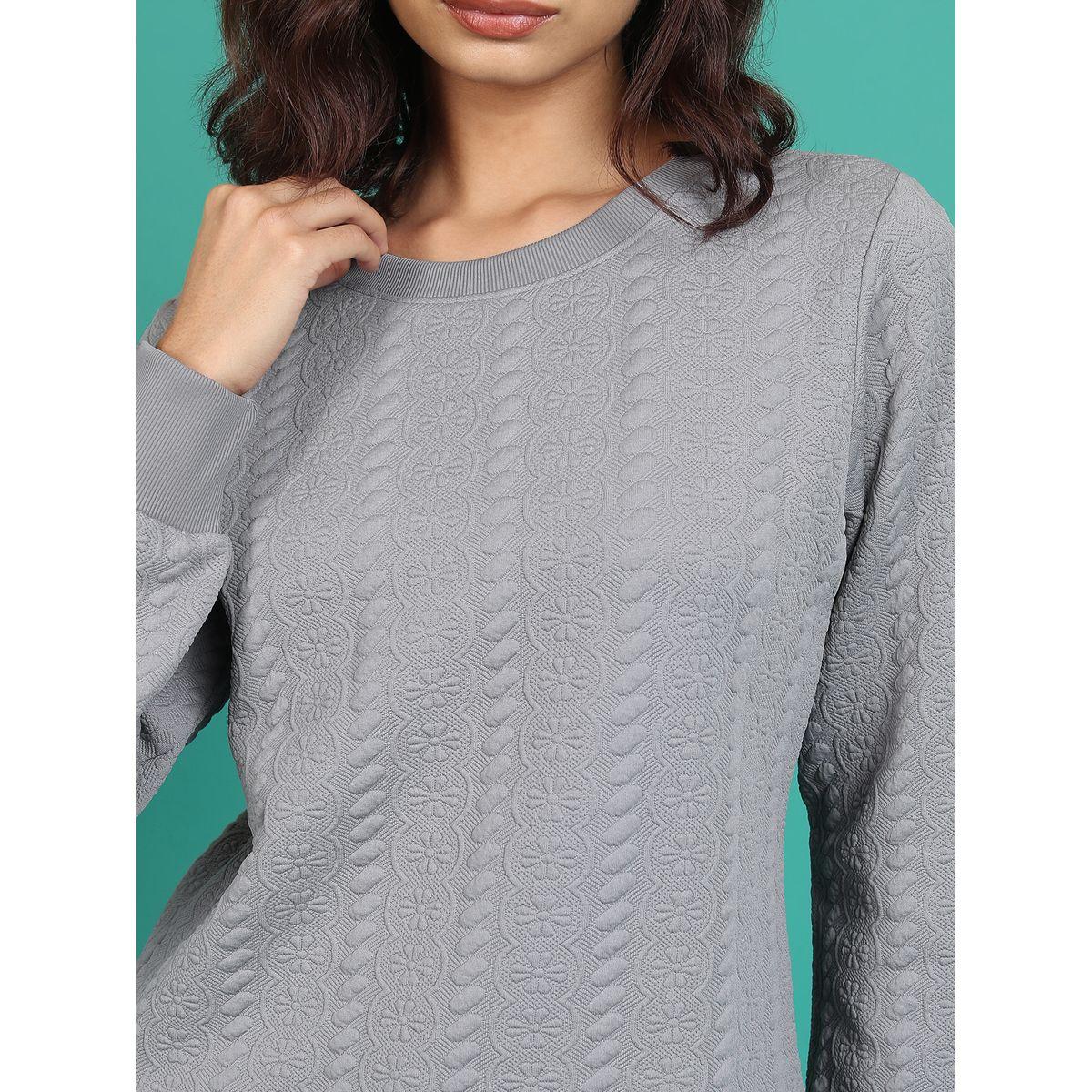 Tokyo Talkies X Styli  Textured Round Neck Sweatshirt-women-winterwear-hoodiesandsweatshirts-sweatshirts-image-5