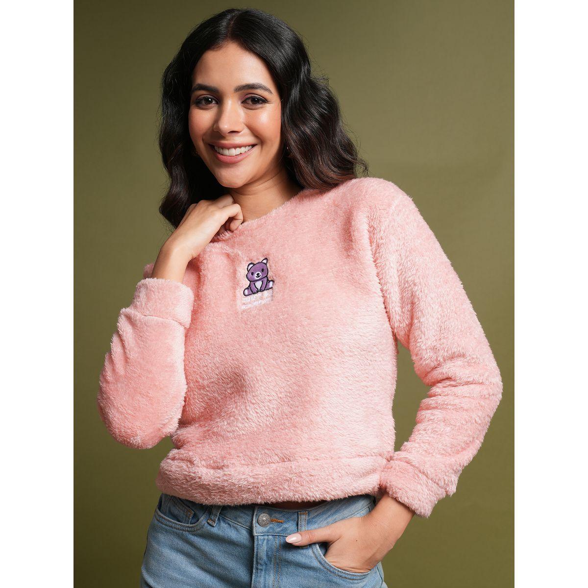 Tokyo Talkies X Styli  Teddy Embroidered Round Neck Sweatshirt-women-winterwear-hoodiesandsweatshirts-sweatshirts-image-1