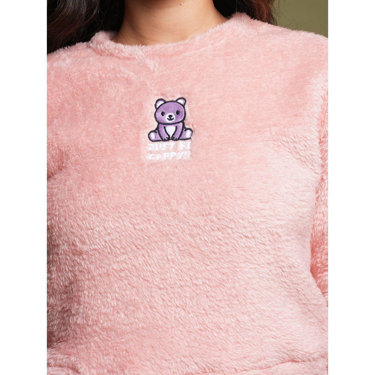 Tokyo Talkies X Styli  Teddy Embroidered Round Neck Sweatshirt-women-winterwear-hoodiesandsweatshirts-sweatshirts-image-5