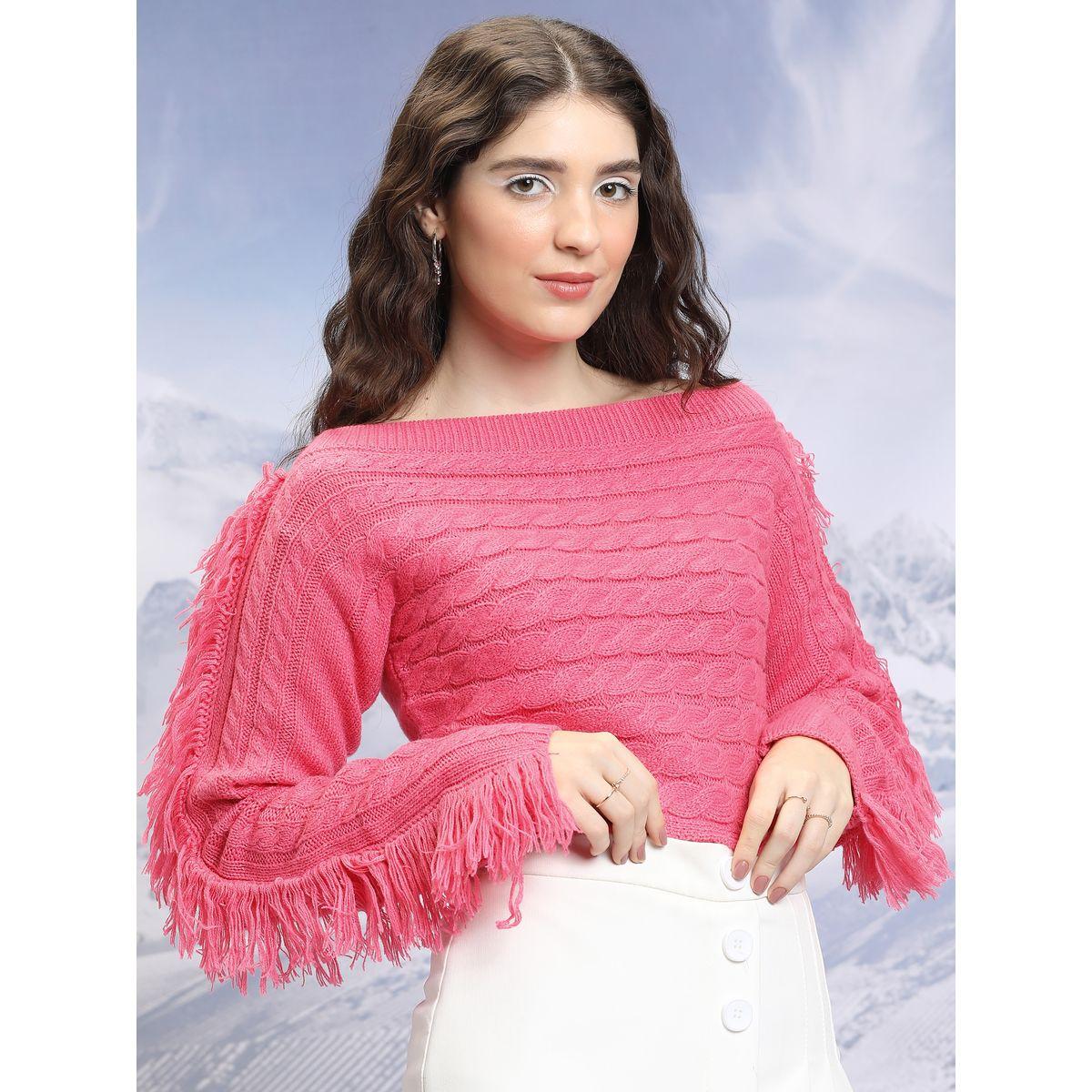 سويتر محبوك بتفاصيل بارزة الملمس مع ياقة قارب طوكيو توكيز × ستايلي-women-winterwear-cardigansandjumpers-jumpers-image-6