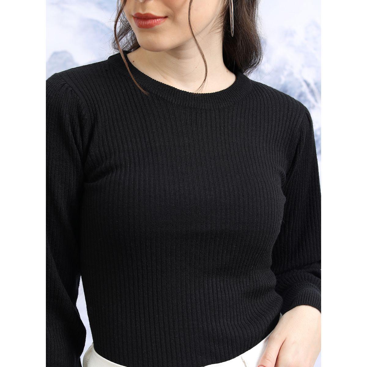 سويتر محبوك بتفاصيل مضلعة وياقة دائرية-women-winterwear-cardigansandjumpers-jumpers-image-5