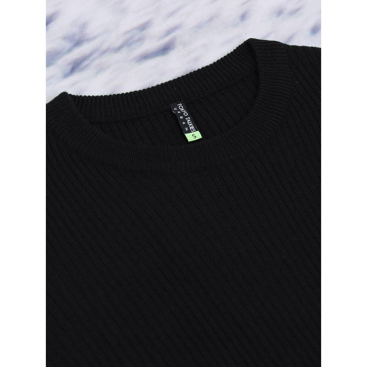 Tokyo Talkies Ribbed Knit Round Neck Sweater with Long Sleeves and Button Details-women-winterwear-cardigansandjumpers-jumpers-image-7