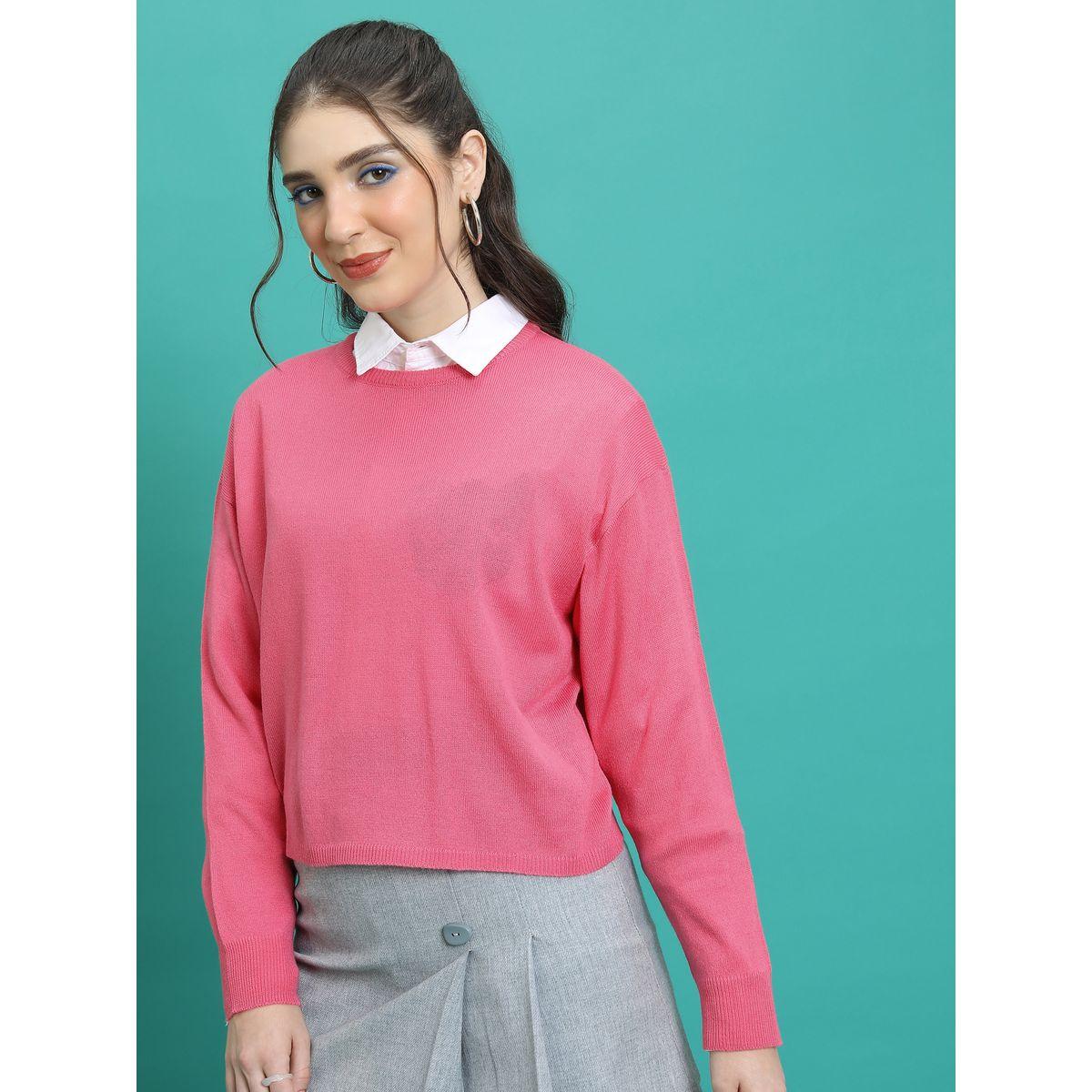 Tokyo Talkies X Styli  Solid Round Neck Sweater with Long Sleeves-women-clothing-cardigansandjumpers-jumpers-image-4